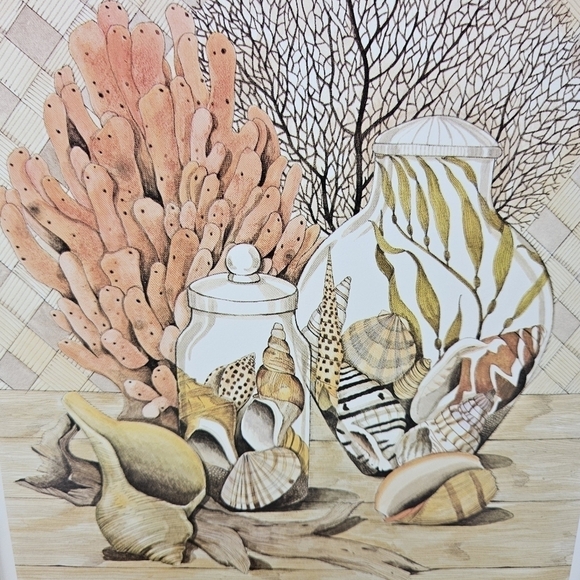 Vintage Beach Seashells Art Print Artist Signed Frank Massa 1978 The Guild NY - Picture 5 of 13